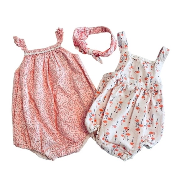 Piper & Posie Other - BEAUTIFUL PIPER & POSIE Romper BUNDLE with headband Baby Girl 6-9mths - LIKE NEW